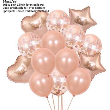 Pack de Globos de Confeti y Forma de Corazón 14 Unids