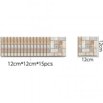 15pcs Thicken Brick Pattern Wall Decals for Waterproof Bathroom and Kitchen