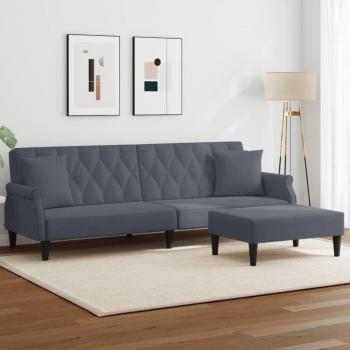 VidaXL 2-Sitzer Sofa Dunkelgrau Samt mit Fußhocker und Kissen