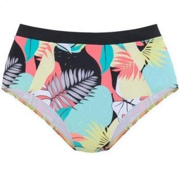 LASCANA ACTIVE Layne Highwaist-Bikini-Hose, türkis-gelb bedruckt