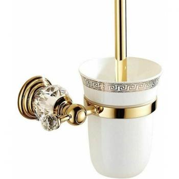 Montaggio a Parete per WC: Porta Scopino Metallo & Vetro Lucente, Design Oro