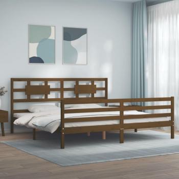 Rám postele s čelem ve tvaru medově hnědé od marca VIDA XL, velikost 200 × 200 cm, z masivu dřeva