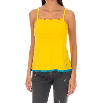 ADM0097 Women’s Yellow Cotton Ruffle Trim Tank – XS