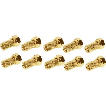 SHIVERPEAKS 10-Pack F-Plug 6.0mm Gold Plated with Large Nut