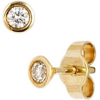 JOBO Elegante Gelbgold-Ohrstecker – 585° Gold, 2 Mini‑Diamanten