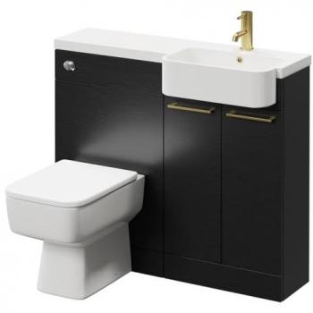 Nero Oak Napoli 1000 mm Vanity + Toilet Combo – Right‑Hand Semi‑Recessed Basin