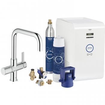 Filtratore d'Acqua Grohe 31324001 Blue Fredda e Gasata con Rubinetto Rotante in Cromo