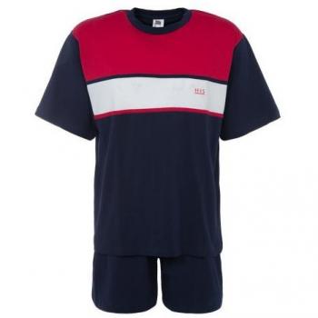 Camicia da Letto H.I.S Short Navy Rosso Bianco