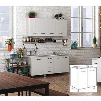Salone Negozio Online Kit Mobile Cucina Base sotto LAVELLO 2 Ante CM.80X50X85H Bianco LAVABO ESCLUSO