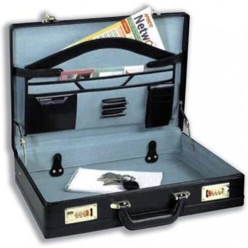 Monolith Leather Look Expandable Attache Case PVC Black