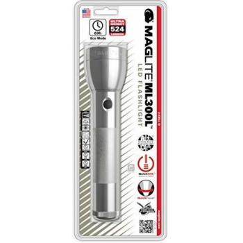 Maglite ML300L 2-Cell D LED Flashlight, Silver, Blister Pack