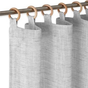 Pack 2 Cortinas Semitransparentes Visillo con Anillas de Madera