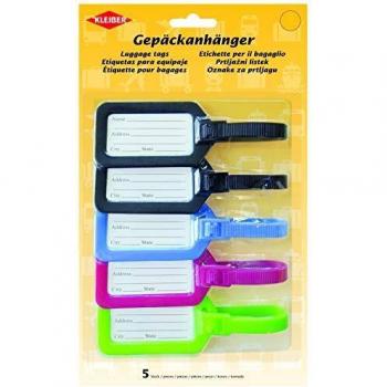 KLEIBER Farbiges Gepäckanhänger‑Set (5 Stück: schwarz, blau, pink, grün)