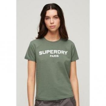 Superdry T‑shirt femme sport luxe vert à motif court