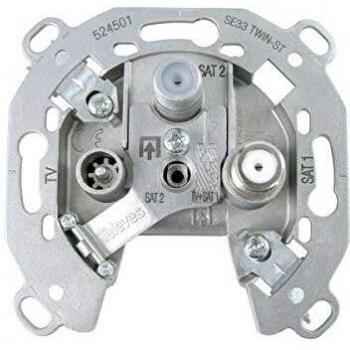 Televes Antennendose SE 33TWIN-ST EINZEL 3-Loch mit DC Durchlaß (SE33TWIN-ST)