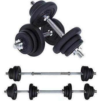 Body Revolution Dumbbells Set – Cast Iron Adjustable Dumbbell Set, 2 in 1 Dumbbell Barbell weights set