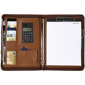 Portefeuille d’Entreprise A4 en Cuir à Calculatrice Intégrée