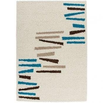 Alfombra Shaggy Río: Beige, Crema, Marrón, Turquesa – 50% de Descuento