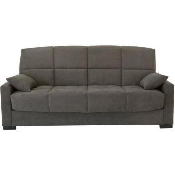 Canapé Megan 3 places taupe – clic‑clac – matelas 17 cm – 223 x 96 x 103 cm