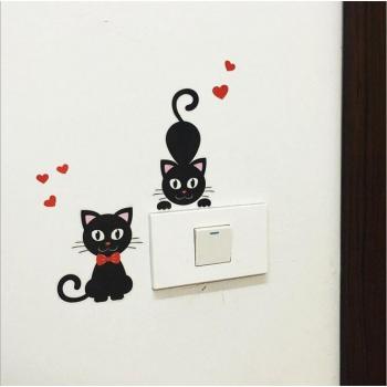 Póster de Interrupción Gatuno en Forma de Corazón