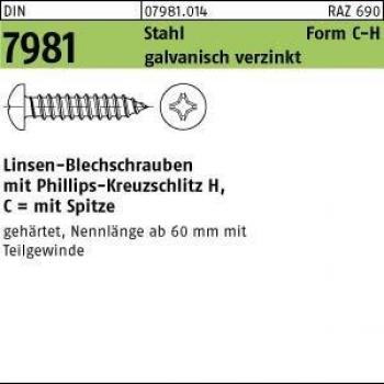Blechschraube DIN 7981 LIKO C4,8 x 25 -H Stahl galvanisch verzinkt 500 Stück