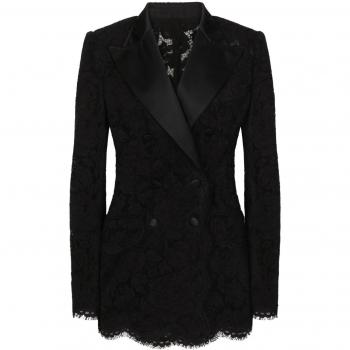 Dolce & Gabbana Floral Lace Double-Breasted Jacket for Women, Size M