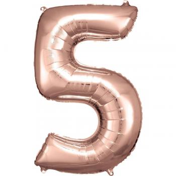 Decoración de Fiesta Globo Número 5 Rosa Oro