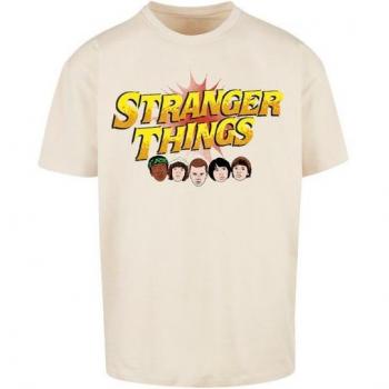 Beige Oversize T-Shirt Stranger Things Comic Heads