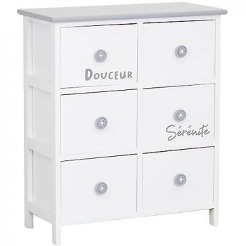 Chiffonnier bois 'Sérénité et Douceur' 6 tiroirs