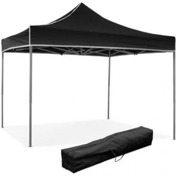 Parasol Pliable Noir PVC 3x3 m – Tonnelle Référmable, 100 % Imperméable