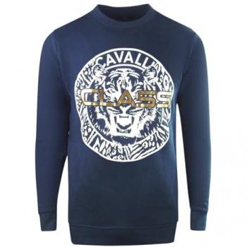 Navy Blue Circular Logo Sweatshirt – Cavalli Mens L
