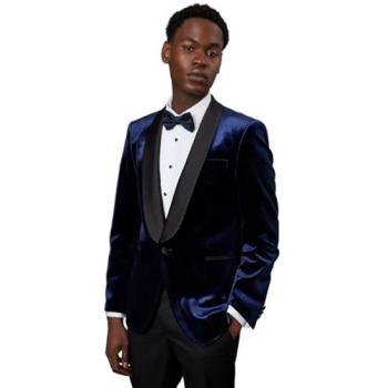 Wide Lapel Navy Velvet Formal Coat – Burton 38R