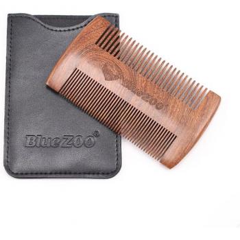 Blue ZOO Wooden Bag Beard Comb Set