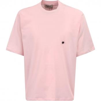 T-shirt unisex rosa in cotone con logo