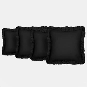 OHS Black Linen Frill Cushion Covers – 4 Pack, 45 × 45 cm