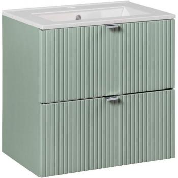 Mueble lavabo encastrado 2 cajones color jade verde