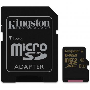 Kingston Gold SDCG/64GB MicroSD UHS-I, Classe di Velocità 3 (U3), 64 GB, Adattatore SD