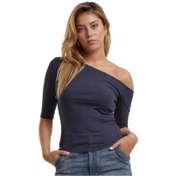 Urban Classics Damen T-Shirt mit Rippenstruktur