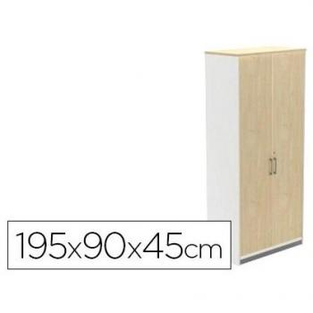 Armário Rocada com Acabamento Branco 4 Estantes e 2 Portas 195x90x45 cm