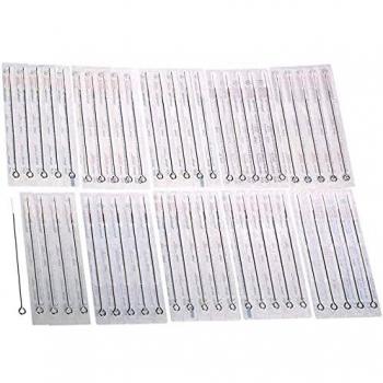 Anself 50pcs ago per tatuaggio misto Set in acciaio inox per fodera rotonda Kit professionale per tatuaggio permanente