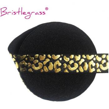 Cinta elástica brillante leopardo dorado 5 yardas 5/8 (15mm)