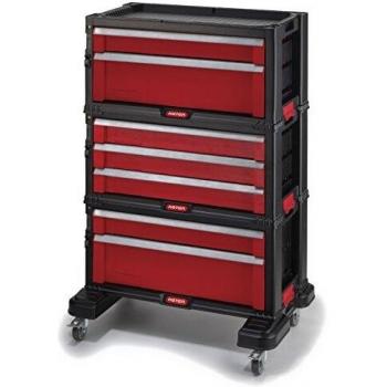 Keter 221482 Servante à Outils sur Roues, Design Bicolore Gris & Rouge