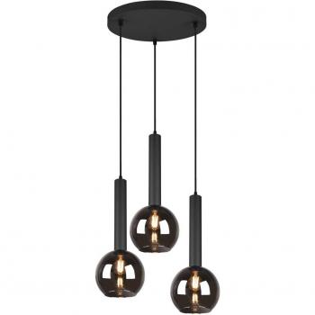 Clayton 3-Bulb Pendant Light with Smoke Glass Shade