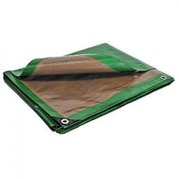 Tecplast Bâche de protection 10 x 15 m HQ250MU – vert & marron – haute résistance – étanche – anti‑UV
