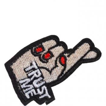 Iron-On Denim Patch with Letter Gesture Embroidery