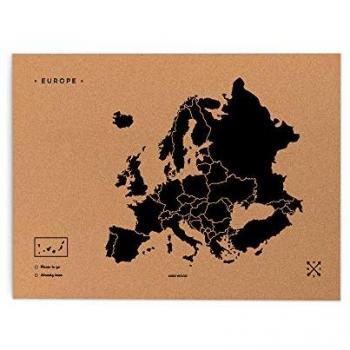 Cartografía de Corcho Woody Natural Europe Black 60x45 cm – Sin Marco