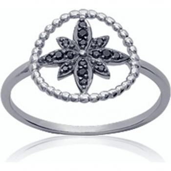 Bague Argent 'Scarlett' 12 mm noir rhodié rose des sables