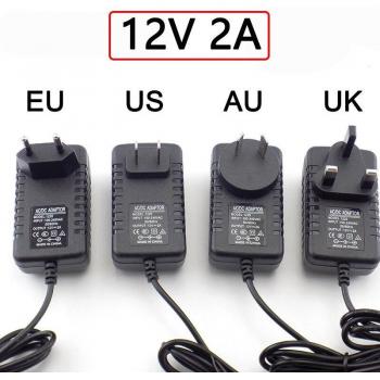 Alimentation secteur AC DC 12V 2A 2000mA pour lampe LED 5,5mm x 2,5mm