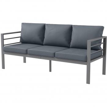 Outsunny Outdoor Sofa 3‑Sitz aus Aluminium mit Kissen – 185 x 66 x 64 cm