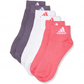 Adidas calcetines tobilleros 3pp, unisex adulto, (rosa/blanco/púrpura), 39/42